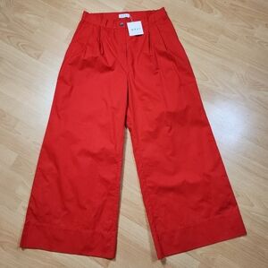 NWT WRAY Eli Red Wide Leg Cotton Crop Pleated Pants Size 8 Highrise